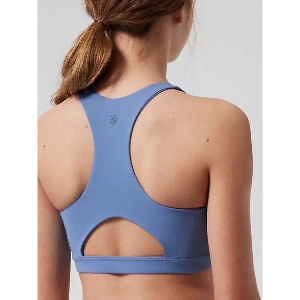 Athleta Speed Racer Bra slate blue keyhole sports bra 980437